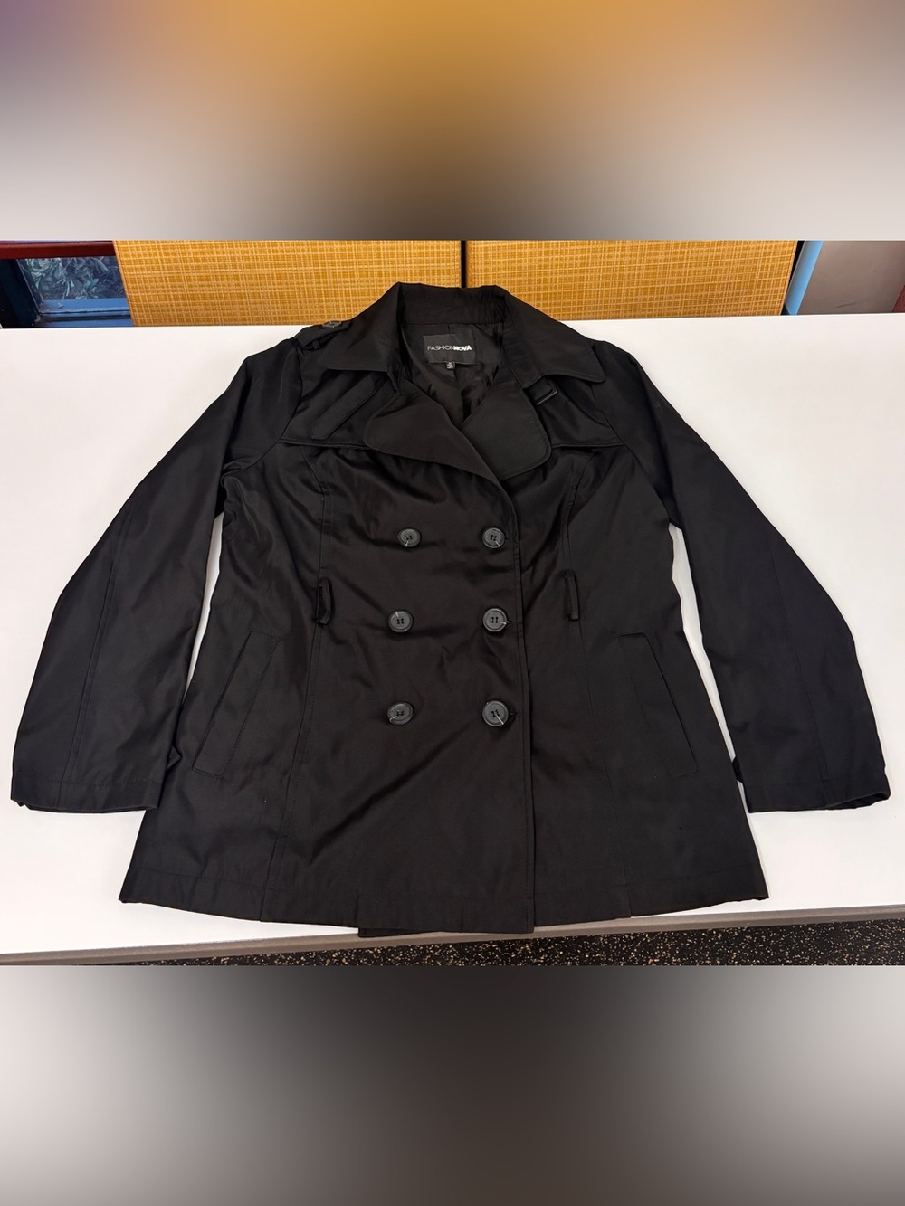 Fashion Nova Black Double-Breasted Trench Jacket